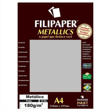 Imagem de Papel Metálico Prata A4 Filipaper Metallics 180g 15 Folhas - Cassmar