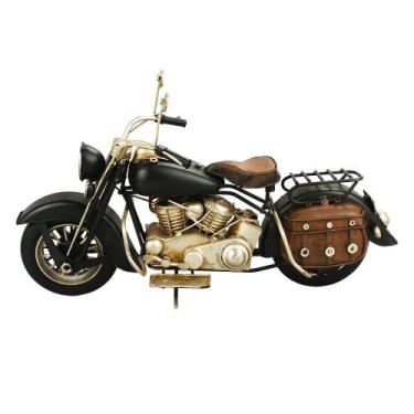 Imagem de Motocicleta Preta 16x27x11cm Estilo Retrô - Vintage - Taimes