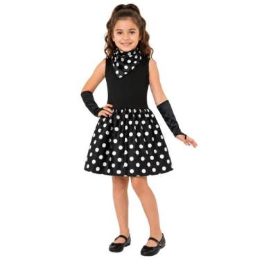 Imagem de Fantasia Vestido Infantil Anos 60/70 - Preto - G - Mundo Encantado Fan