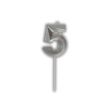 Imagem de Vela de Aniversário Slim Metallic Prata - Festcolor, 5