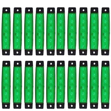 Imagem de KYYET Luzes laterais de LED verde, (pacote com 20), 6 lâmpadas de LED 2835 SMD para caminhão, reboque, trailer, campervan, caminhonete, trator, caminhão, SUV, barco, 12 V DC à prova de choque