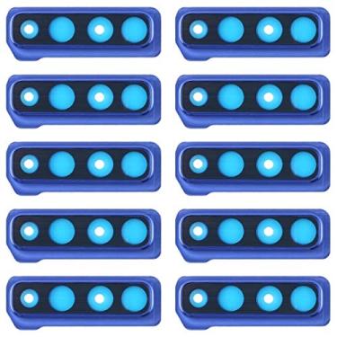 Imagem de LIYONG Peças sobressalentes de reposição 10 peças de capa de lente de câmera para Galaxy A9 (2018) A920F/DS (preto) peças de reparo (cor azul)