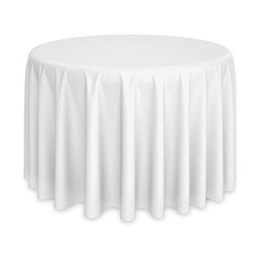 Imagem de Lann's Linens - Toalha de mesa redonda premium de 304 cm para casamento/banquete/restaurante - Toalha de mesa de tecido de poliéster - Branca