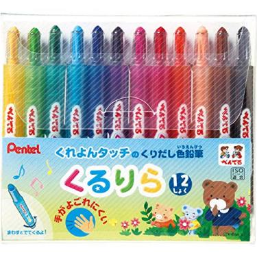 Imagem de Pentel Kururira Twist Crayon – Conjunto de 12 cores (importação do Japão)