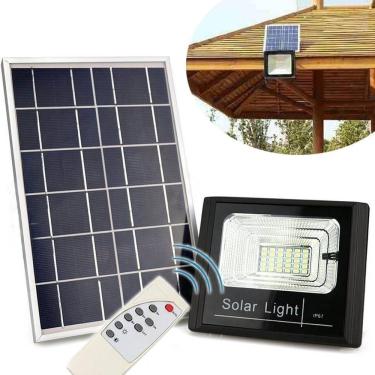 Imagem de Refletor Solar Holofote Led 40w Placa Solar Controle Completo Iluminacao Sensor