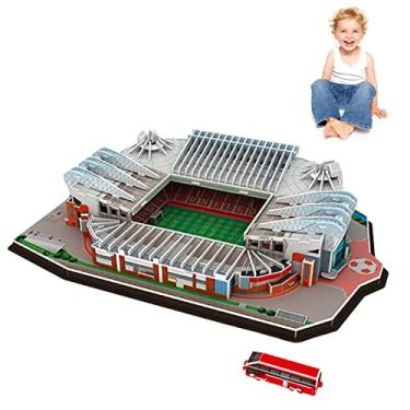 Imagem de campo futebol 3D, quebra-cabeça estádio futebol 3D montagem DIY - kit quebra-cabeça papel 3D, lembrança do estádio do clube futebol, brinquedos STEM infantis para crianças, adultos gran