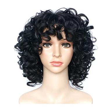Imagem de CareUrButi Peruca de cabelo encaracolado Perucas curtas para mulheres, cabelo humano, peruca encaracolada, peruca curta brasileira para senhora preta, tamanho único