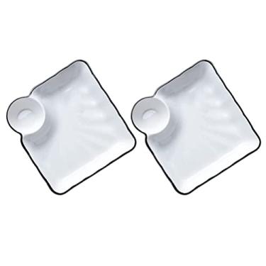 Imagem de Pratos com de mergulho: 2 peças prato de sushi bandeja de servir de bolinho de tempero de lanche de molho para frutas aperitivo sobremesa