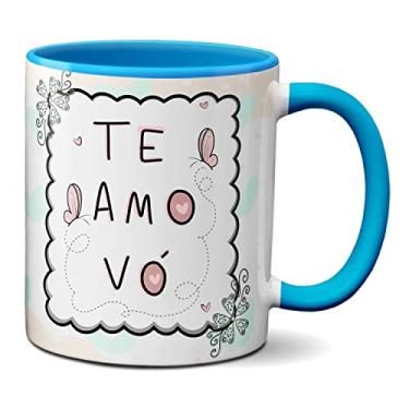 Imagem de Caneca Fofa Para Presente Feliz Dia Dos Avós Te Amo Vó (Azul)
