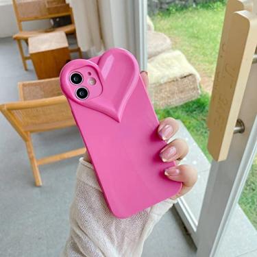 Imagem de Capa de telefone de coração de amor doce doce para iphone 11 12 pro xs max x xr se 7 8 plus capa traseira macia brilhante, rosa vermelha, para iphone 8 plus