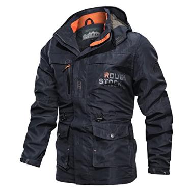 Imagem de Jaqueta Tática Militar Masculina Jaqueta Casual Respirável Durável com Capuz Removível Azul G