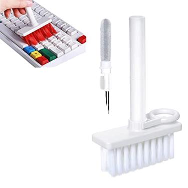 Imagem de Sixrfeel Kits de limpeza de teclado, escova de limpeza de poeira 5 em 1 para computador/celular/fone de ouvido AirPods/PC/laptop/teclado (com puxador de chave) (branco)