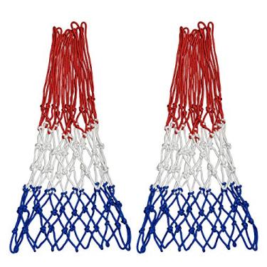 Imagem de Sunscreen Sanung com rede de basquete pesada à prova de chuva, cordão trançado de poliéster azul branco vermelho e azul, 12 laços para competições profissionais em ambientes internos e externos