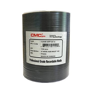Imagem de CMC Pro - Powered by TY Technology 16 x Hub de jato de tinta branco para impressão de DVD de 4,7 GB em envoltório de fita - pacote com 100