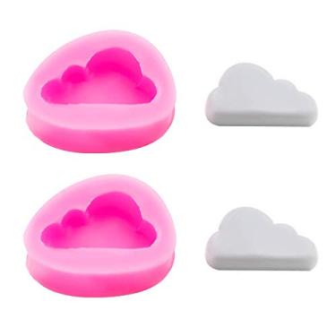 Imagem de 2 peças de molde de fondant de silicone nuvem tamanho pequeno molde de doces de chocolate nuvem ferramenta de decoração de bolo molde de argila de resina epóxi incorporada suprimentos para fabricação de sabão