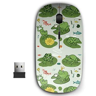 Imagem de Mouse sem fio USB ergonômico portátil 2,4 G para PC, laptop, computador, notebook com nano receptor (mão de desenho de animais sapo)