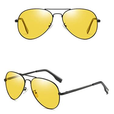 Imagem de Óculos de Sol Polarizados Moda Tons Pretos Clássico Retro Feminino Óculos de Sol Espelhado Condução Óculos de Pesca, Amarelo Preto, Lente Polarizada