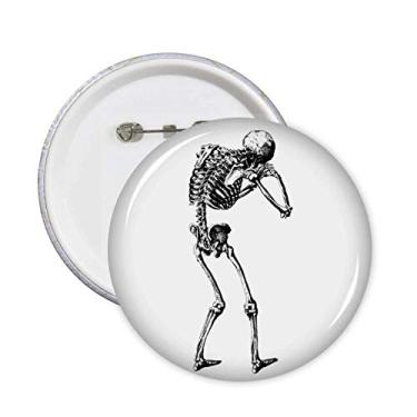 Imagem de Esqueleto humano na parte de trás com alfinetes redondos, emblema, acessório, decoração, 5 peças