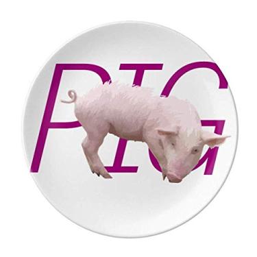 Imagem de Staring Food Prato decorativo de porcelana com rosto de porco