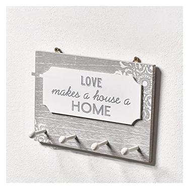 Imagem de KIZQYN Ganchos de casaco Sinal de placa suspensa de madeira com ganchos Sinal de madeira montado na parede com casaco chapéu porta-chaves para sala de cozinha casa decorativo cabide de parede (cor: estilo 3)