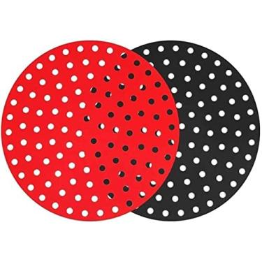 Imagem de Tapete Silicone Air Fryer Tapete Protetor Fritadeira Antiaderente 19 CM (Redonda, Preta)