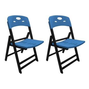 Imagem de Kit Com 2 Cadeiras Dobraveis De Madeira Elegance Preto Polipropileno A
