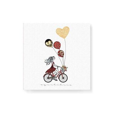 Imagem de Arte Maníacos Quadro Decorativo em Tela Canvas Menina Bicileta e Balões - 30x30cm