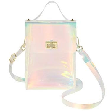 Imagem de INICAT Bolsa pequena transparente para mulheres, aprovada em estádios, bolsa tiracolo fofa transparente para eventos em estádios e shows, Colorido-vertical2, Vertical
