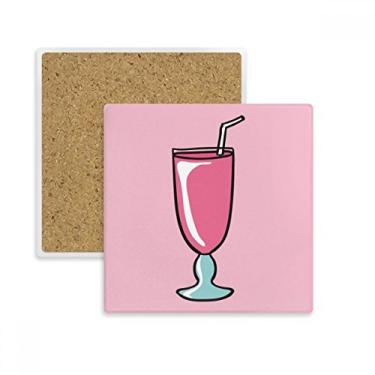 Imagem de Porta-copos quadrados de sorvete rosa com suporte de subplaca para caneca de sorvete, pedra isolante
