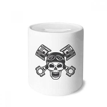 Imagem de DIYthinker Esqueleto luzes de motocicleta óculos padrão caixa de dinheiro caixa de cerâmica porta-moedas presente de cofrinho