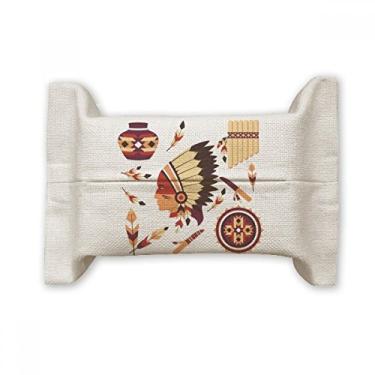 Imagem de Bolsa de linho de algodão para lenços faciais tradicionais americanos