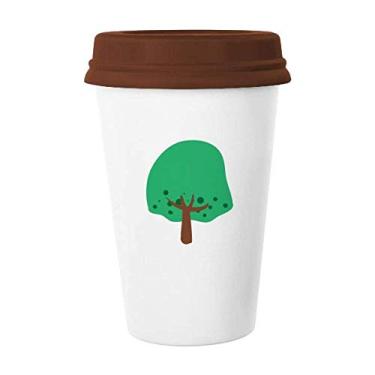 Imagem de Arbustos verdes frutas Art Deco presente moda caneca café bebendo vidro cerâmica copo tampa