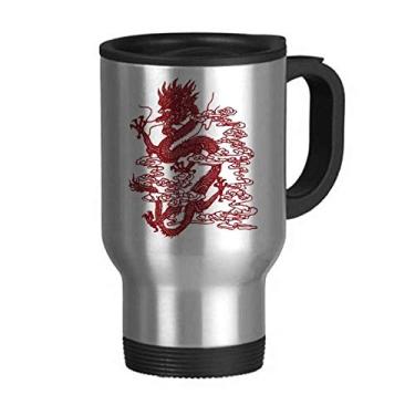 Imagem de Caneca de viagem de dragão chinês com tampa flip em aço inoxidável copo de carro copo térmico