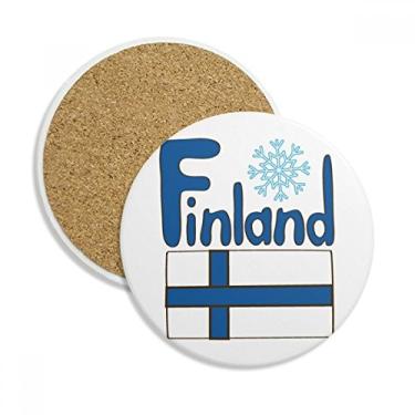 Imagem de Caneca de porta-copos com estampa azul da bandeira nacional da Finlândia