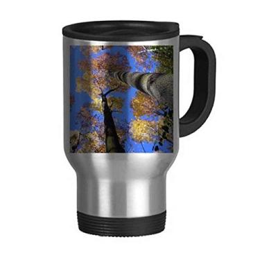 Imagem de Caneca de viagem Red Leaves Science Nature Scenery com tampa flip em aço inoxidável copo de carro copo térmico