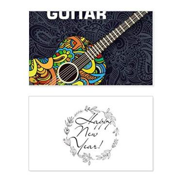 Imagem de Violão com estampa de instrumento musical, design de ano novo, cartão de felicitações, mensagem de abençoar presente
