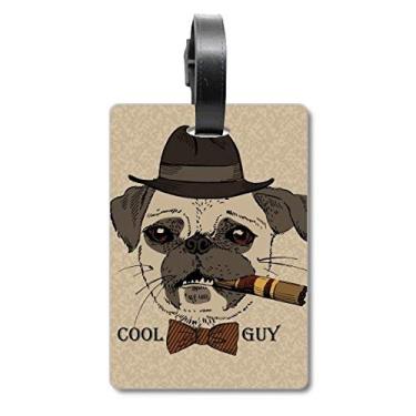 Imagem de Estilo britânico suave fumê para cães e cigarro, etiqueta para bagagem, etiqueta para cartão de bagagem, etiqueta