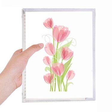 Imagem de Caderno de ilustração de flores de tulipa com folhas soltas, diário recarregável, papelaria