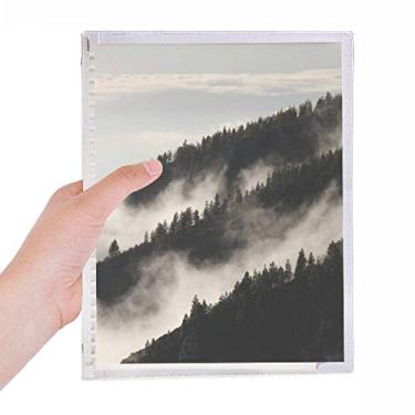 Imagem de Caderno de folhas soltas para diário de papelaria recarregável Fog Forest Mist Sky Clouds