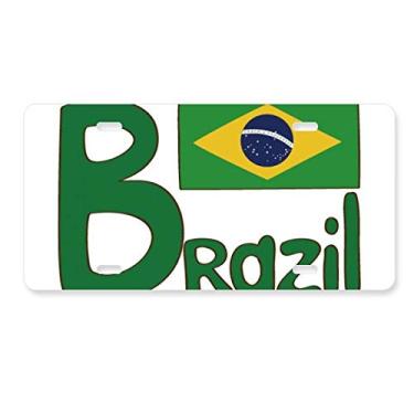 Imagem de DIYthinker Placa de licença padrão verde bandeira nacional do Brasil, acessório de aço inoxidável para decoração de carro
