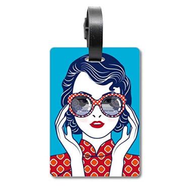 Imagem de Bolsa de viagem feminina azul da cultura chinesa com etiqueta para cartão de bagagem