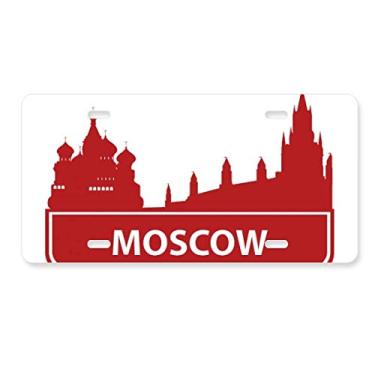 Imagem de DIYthinker Moscou, Rússia, placa de carro com padrão de marco vermelho, acessório de aço inoxidável