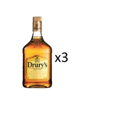 Imagem de Kit Whisky Drury's Blended 1L 3 Unidades
