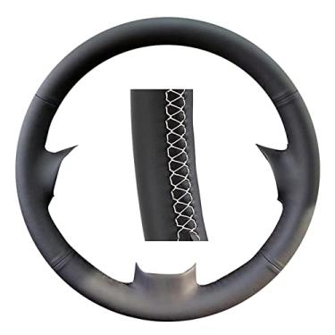 Imagem de LAYGU Capa de volante de carro de couro preto respirável costurada à mão, para Hyundai Sonata 9 2015 2016 2017 (4 raios)