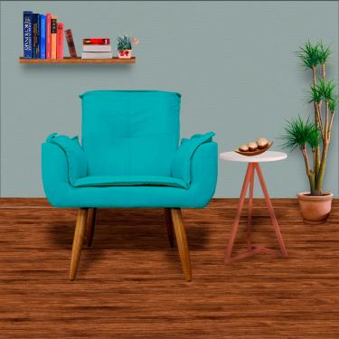 Imagem de Combo 2 Poltronas Estofadas Decorativas Para Escritório Emília Plus Suede Azul Turquesa - LM DECOR