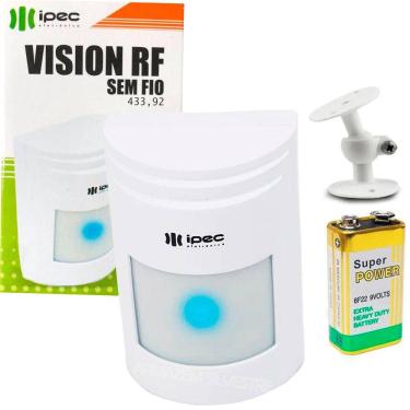 Imagem de Sensor de Presença Alarme Infra sem Fio com Suporte Articulado Bateria 9v