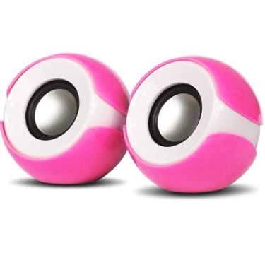 Imagem de Caixa de Som 2.0 Multimídia Usb para Computador Notebook Tablet Celular Rosa / Branco CS-69