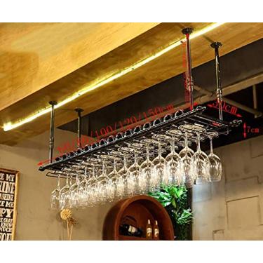Imagem de Rack de vinho para casa suporte vermelho restaurante S, rack de vidro de vinho de cabeça para baixo decoração de mesa de bar doméstico rack de taça pendurado rack de vidro de vinho, 150 cm, marrom