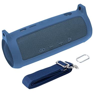 Imagem de co2CREA Capa de silicone macio de substituição para alto-falante Bluetooth portátil JBL Flip 6 (capa azul)