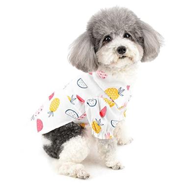 Imagem de Zunea Camisas havaianas para cães pequenos verão filhote roupas legais camiseta de praia de algodão macio acampamento de férias manga curta pet cachorro camisa engraçado vestuário cachorro roupas rosa